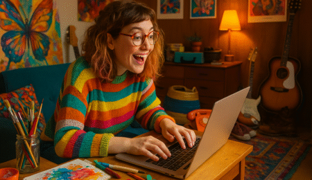 Happy seller posting a fun creative on Beeza showing how to sell on Beeza Happy seller posting a fun creative on Beeza showing how to sell on Beeza